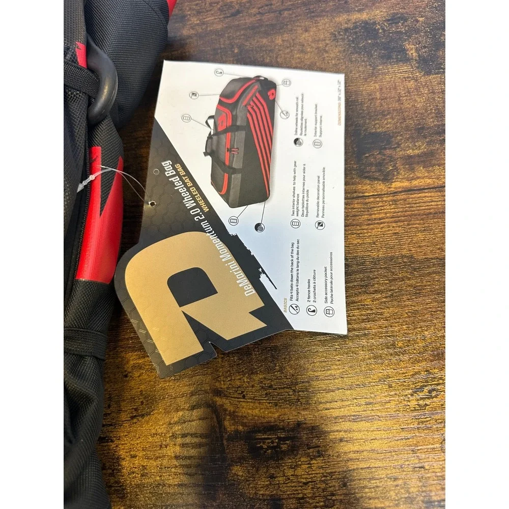 New DEMARINI Momentum 2.0 Wheeled Baseball Softball Equipment Bat Bag Black Red